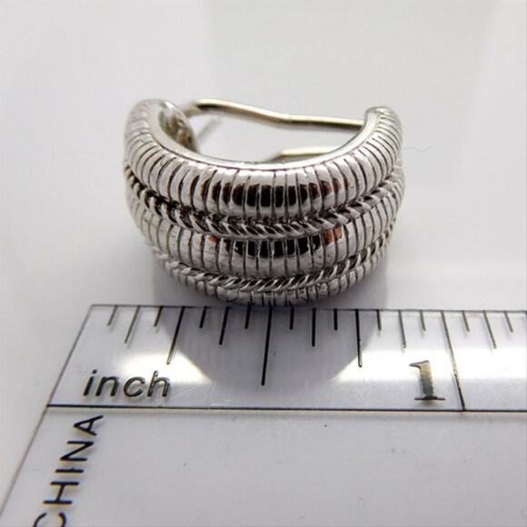 Judith Ripka Wide Cable Semi Hoop Sterling Silver Earrings Pierced - Picture 7 of 8